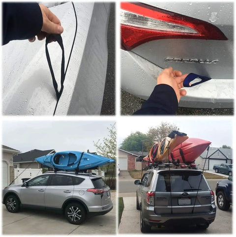 Heavy Duty Hood Loop Trunk Anchor Tie Downs For Kayaks And Canoes Secure Bow And Stern Lashing Points On Roof Rack Straps 2 Pairs Easy On And Off For Quick On The Go Transport