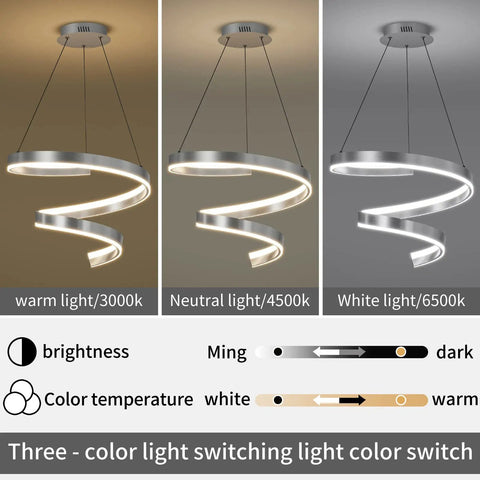 Customizable Modern Pendant Light With Remote Dimming 3000K To 6500K Ambient Lighting, Dimmable Ten To One Hundred Percent, Three Modes