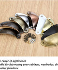 Assorted shell cup pulls, includes Antique Bronze Shell Cup Pulls Set Of 10 For Cabinets And Dressers With Screws 82mm By 35mm Center Distance 65mm Vintage Style Zinc Alloy Hardware For Kitchen Furniture Decoration Durable 2 Hole Mounting.
