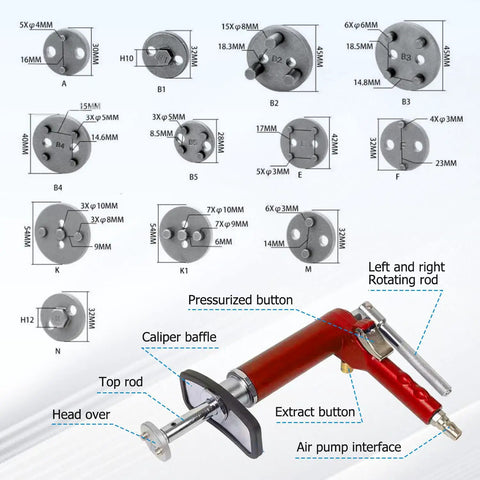 Pro Grade Pneumatic Brake Caliper Tool Set With 28-Piece Heavy Duty Disc Brake Piston Compressor And Wind Back Kit, 23 Adapters