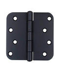 Matte Black Stainless Steel Door Hinges Set 4 Inches With Five Eighth Inch Radius Non Removable Pin Rust Resistant