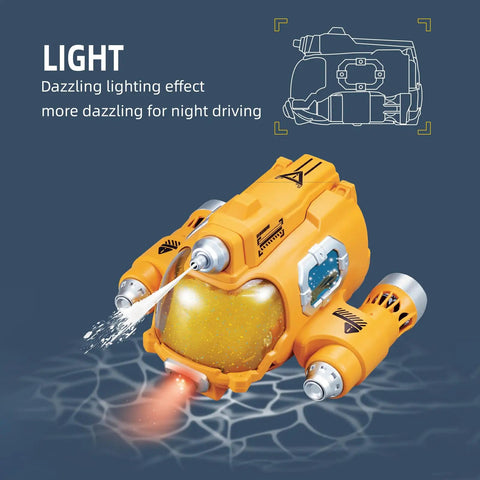 2.4GHz RC Boat For Pool And Lake With LED Lights And Water Shooting Easy Maneuvering Speed Boat For Teens Red Finish
