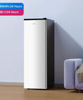 Ace 7 Cu Ft Upright Freezer That Converts To Chill Fridge Mode And Keeps Your Stash Fresh With Smooth Glide Drawers And Spacious Silver Cabinet For Zero Kitchen Stress All Year Round in a modern living space.