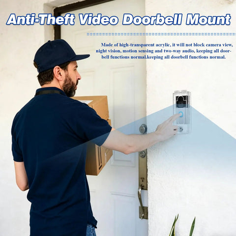 Keep Your Smart Video Doorbell Locked Down Tight With This Tough Love Outdoor Anti Theft Security Box Made From Crisp Clear Acrylic, shown mounted.