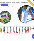 399 Piece Freshwater Fishing Lure Kit For Bass Trout And Salmon with various spoon lures and tackle box display.