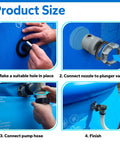 Instructions illustrating how to install Easy To Install Pool Plunger Valve With 12355 Inlet Air Nozzle Kit For Above Ground Pools And Pool Pumps.