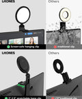 Dope Eye Friendly 5 Inch Ring Light For Computer With Flicker Free Illumination, screen-safe clip compared to traditional clip