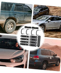 Rooftop Cargo Carrier Bolt Mounting Fitting And Roof Rack Clamps, vehicles shown in various terrains, enhancing cargo capacity.