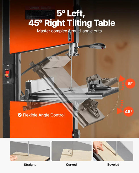 Two Speed 10 Inch Benchtop Band Saw With Stand For Woodworking, 373W 1/2 HP, 6 Inch Max Cutting Height, Cast Iron Table.