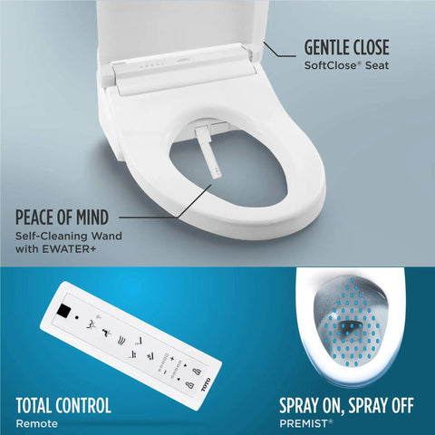 Rock Solid Elongated Bidet Toilet Seat Featuring Slick Premist Tech And Self Washing Ewater Plus Wand Providing Top Notch Heated Contoured Cushion Smooth Water Spray Cotton White