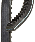 Close-up of Beefy Heavy Duty A B C Section Industrial Drive Belt With Notches For Gripping Small Sheave Diameters showing internal notches.