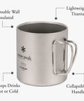Ultralight Titanium Double Wall Insulated Camping Mug 450ml Keeps Beverages Hot Or Cold, Built To Last For Backpacking