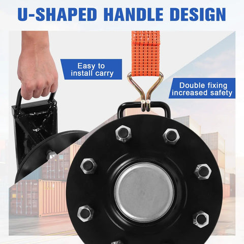 U-shaped handle of Premium Heavy Duty Shipping Container Wheels Kit for easy carry and installation with security features.