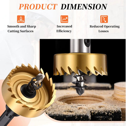 Close-up of 13mm Hole Saw Set for Thin Metal Plastic and PVC Boards High Speed Steel Cutter 4241 drilling wood surface