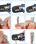 Pro Grade Ethernet Crimping Kit With 20 RJ45 Connectors Covers Cable Tester And Wire Stripper Universal RJ11 RJ12 6P 8P Crimp