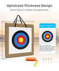 20 Inch Straw Archery Target For Backyard Practice, 2.4 Inch Thick, with bullseye design, 16 inch paper targets, and accessories