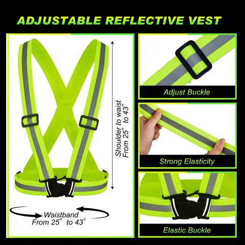 30 Pack Reflective High Visibility Safety Vests For Construction And Running Gear Lightweight Yellow Adjustable Straps One Size Fits Most