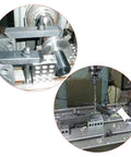 HFS 123 machinist blocks, 1 pair, hardened steel with 23 holes, gray metal on milling vise setup