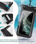 Waterproof Phone Pouch With Card Pocket For iPhone 17 16 15 Pro Max IPX8 Black submersible test instructions shown
