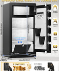 Huge Fireproof Biometric Safe For Home Office With Fingerprint And Keypad Lock, open showing interior shelves and compartments.