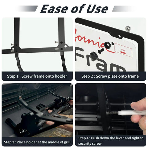 Installation steps for Juniper 2026 Model Y License Plate Holder For Premium with No Drill Front Plate Mounting Kit Anti Theft Design