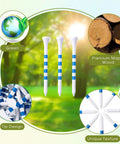 Bulk 1000 Wooden Golf Tees Three And One Quarter Inch Bamboo Tees White Blue Lines Set For Practice And Training