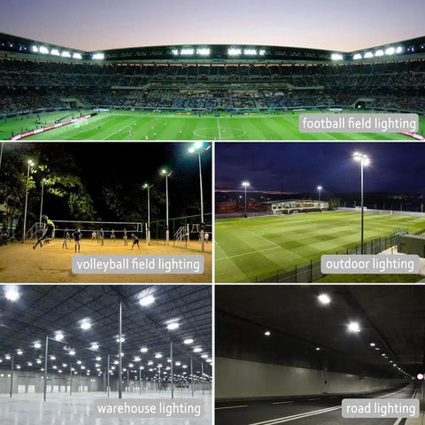 Image of 240W Outdoor LED Flood Light Delivers 36,000 Lumens Of True Daylight 5000K, lighting football field, warehouse, road