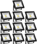 JUDYSSY Led Flood Lights 20W, 3000K Warm White Led Floodlight Outside, 10 Pack displayed in a grid layout.