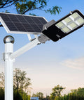6000W Solar Street Light Outdoor Dusk To Dawn Security Flood Light With Remote Control Pole Mount Wireless Waterproof