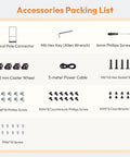 Accessories packing list for 65 Inch Digital Signage Display For Shop Window featuring screws, wheels, tools, and cables.