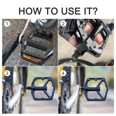 Bike Pedal Adapter Nine Sixteenths To One Half Inch Aluminum Alloy Bicycle Pedal Adapter in use on bicycle pedal