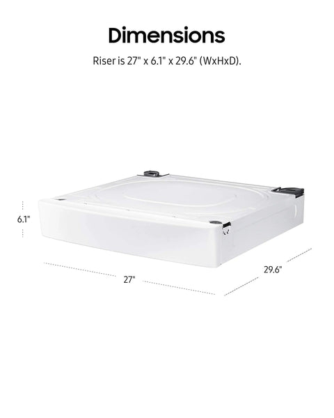 27 Inch Laundry Riser Pedestal For Front Load Washer Or Dryer, Elevates Your Machine Six Inches Off The Floor, dimensions shown