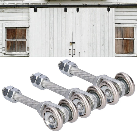 3 Pieces Track Roller Wheels For Sliding Doors With Steel Dual Wheel Trolley Roller For Rail Door Suspension Ideal For Glass Sliding Doors 35mm Diameter Durable Iron Material High Hardness And Wear Resistant For All Door Types.