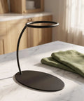Heavy Duty Coffee Filter Holder Funnel Stand With Slick Black Iron Base For Hands Free Drip Pour Over Brewing on kitchen counter