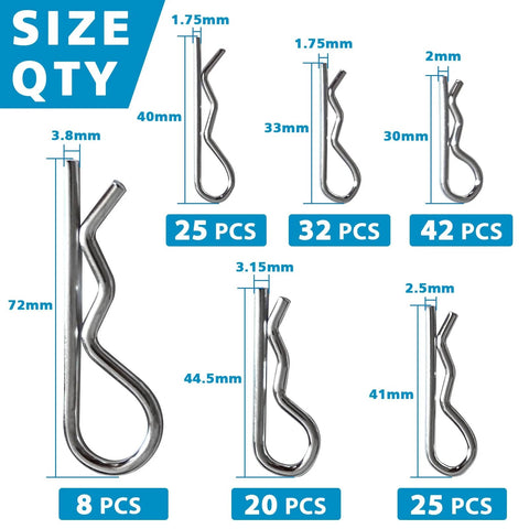Massive 202 Piece Hitch Pin Kit For Trailers Tractors Trucks And Mowers With Beefy Lynch Pins PTO Pins Clip Pins And Cotter Pins