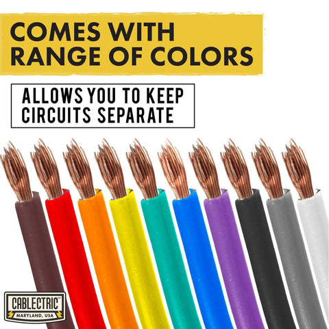 10 Roll 16 Gauge Automotive Wire Set In Assorted Colors, Copper Clad Aluminum, 100 Ft Per Roll, Flexible PVC Insulation