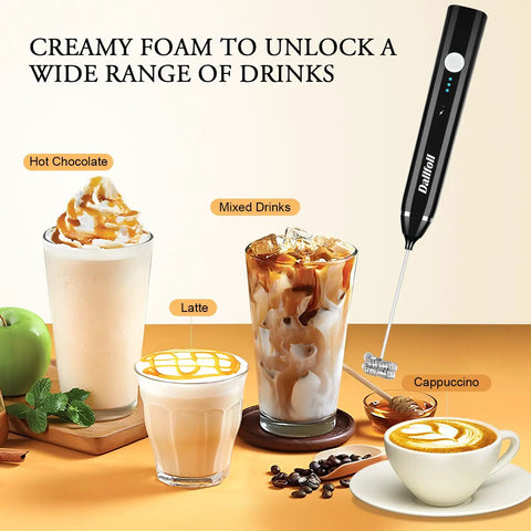 Handheld Milk Frother USB Rechargeable Electric Foam Wand For Coffee Nerds styling foam on latte, cappuccino, hot chocolate