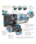 Heavy Duty 20 GPM Fuel Transfer Pump With 1 Inch Outlet For Gasoline And Diesel 115 Volt AC Plug And Play Setup features multi-directional outlet.