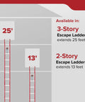 Two-Story Fire Escape Rope Ladder Extends To 13 Feet Quick Window Attachment For Casement Windows No Assembly Required