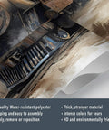 Old School Steam Locomotive Wall Mural For Living Room And Bedroom, Vintage Train Wallpaper With Five Panels, silk cloth texture
