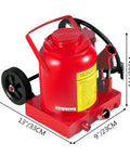 Beefy 50 Ton Air Hydraulic Bottle Jack For Weekend Warriors And Pro Shops Lifts Heavy Frames Up To 110 Thousand Pounds Without Breaking A Sweat Efficient 43 Cm Lift Stroke, red hydraulic jack with wheels and gauge.