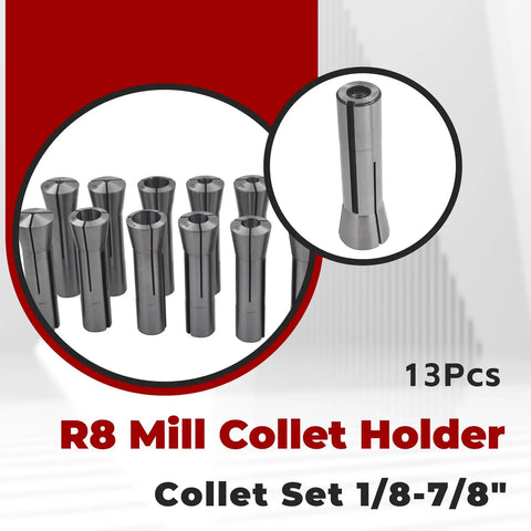 Pro Grade 13 Piece Collet Set One Eighth To Seven Eighth Inch R8 Mill Collet Holder For CNC Engraving Machines Ready To Roll