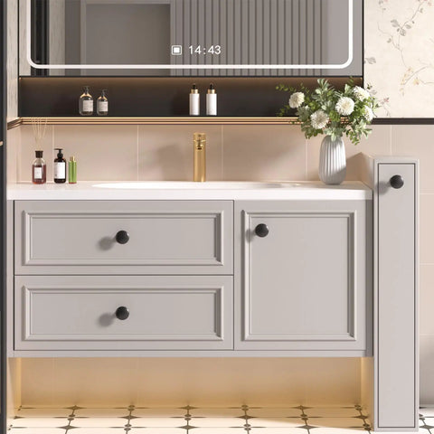 Bathroom vanity with Bulk 25 Pack Black Cabinet Knobs Round Drawer Pulls Zinc Alloy Hardware For Dresser And Cabinets One And One Fifth Inch Diameter Easy Install Sleek Modern Look Durable Finish With Smooth Touch For Everyday Kitchen And Furniture Makeover.