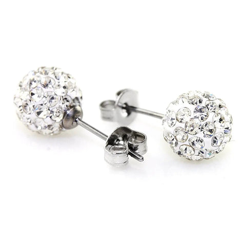 Dope 3 Pairs Crystal Ball Stud Earrings Set in White Jet Black and Hematite 6mm Disco Ball Pave Beads Hypoallergenic for Women Sparkly Rhinestone Ball Earrings Perfect for Multiple Piercings and Everyday Glam. 6mm white crystal ball stud earrings with silver posts