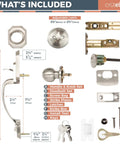 Classic Satin Nickel Exterior Handleset With Single Cylinder Deadbolt Door Handle And Knob Front Door Locks Heritage Style Entry Set.