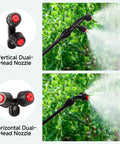 Vertical and horizontal dual-head nozzles of Beefy Acid Resistant Sprayer Wand Kit with four nozzle types for smooth spraying.