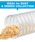 Heavy Duty 4 Inch By 50 Foot PVC Dust Collection Hose, Flexible Clear Debris And Fume Hose with wood shavings inside hose