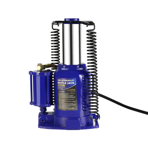 32 Ton Hydraulic Bottle Jack Manual Lift Tool For Auto, Truck, And RV Repair Beefy Heavy Duty Bottle Jack For Cars, SUVs, Trailers, Buses, And Industrial Equipment Blue, blue air hydraulic steel bottle jack with pump and hose