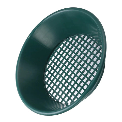 Go-To Gold Panning Kit With 350mm ABS Pan And Bottom Grid Design, top view showing high visibility green color and grid pattern