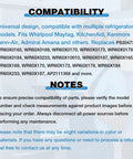 Image showing compatibility and notes for Universal Refrigerator Condenser Fan Motor 115V 1550RPM 2W Replacement.